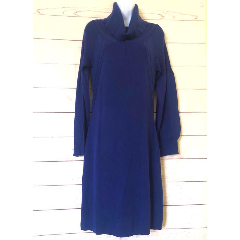 Tahari AS Levine Sweater Midi Dress Long Sleeves